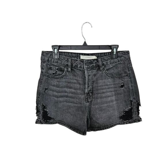 Hidden Black/Gray Distressed High Waisted Jean Shorts Women Sz Medium Button Up - Picture 1 of 7